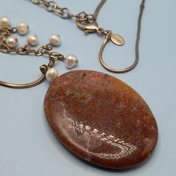 Chico's Long Gemstone Pendant Necklace, Cultured Pearls, 40 Inches - Picture 2 of 8